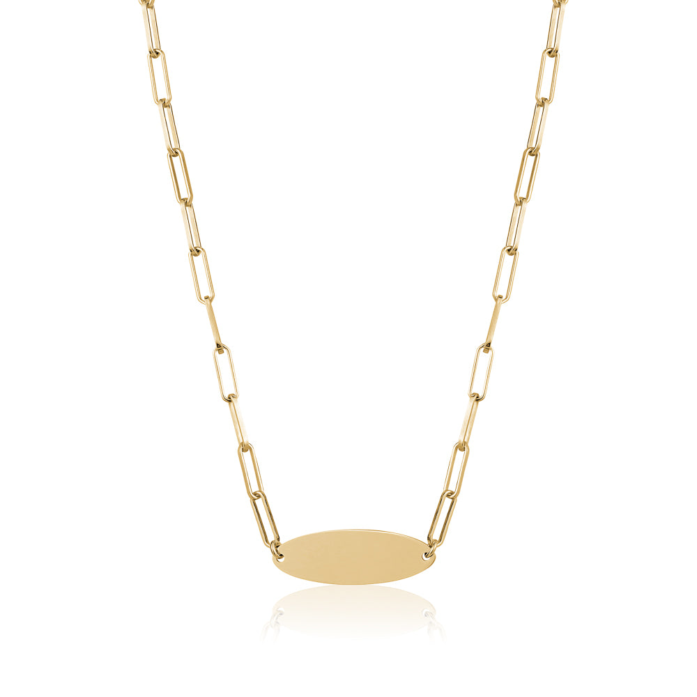 SILVER GOLD PLATED ENGRAVABLE PLATE NECKLACE