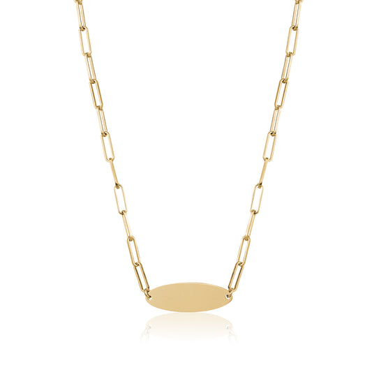 SILVER GOLD PLATED ENGRAVABLE PLATE NECKLACE