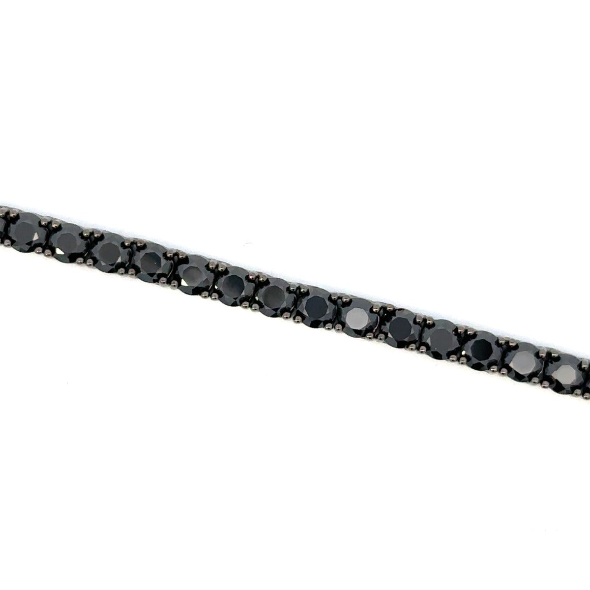 STERLING SILVER CZ BLK TENNIS BRACELET AND NECKLACE 4MM