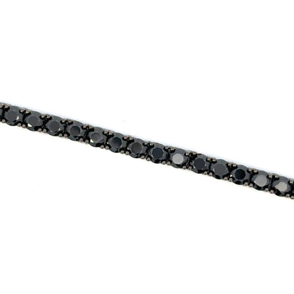 STERLING SILVER CZ BLK TENNIS BRACELET AND NECKLACE 4MM