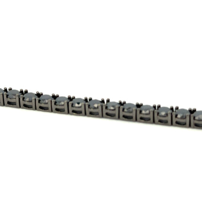 STERLING SILVER CZ BLK TENNIS BRACELET AND NECKLACE 4MM