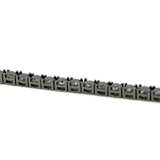 STERLING SILVER CZ BLK TENNIS BRACELET AND NECKLACE 4MM