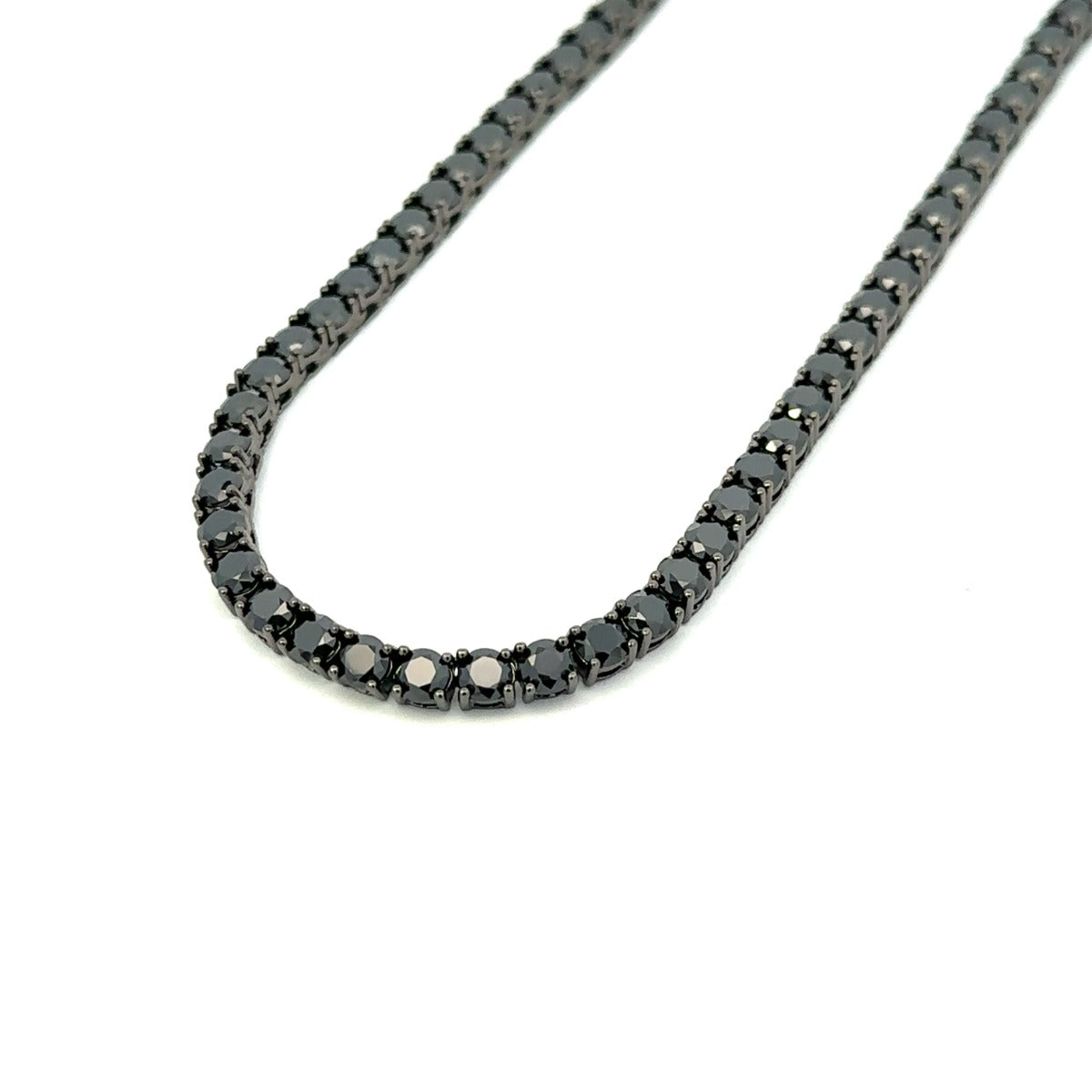 STERLING SILVER CZ BLK TENNIS BRACELET AND NECKLACE 4MM