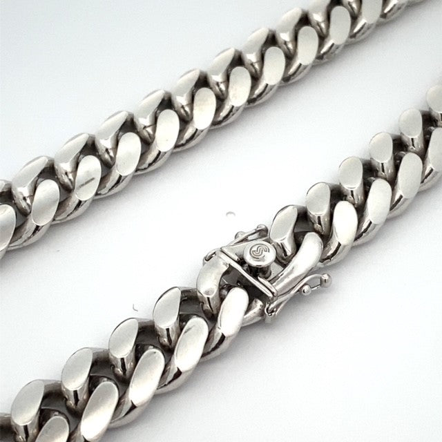 SILVER RHODIUM CUBAN CHAIN 400