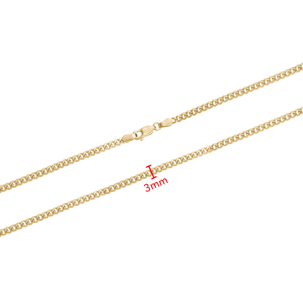 10KY SEMI HOLLOW CUBAN CHAIN 3.0MM
