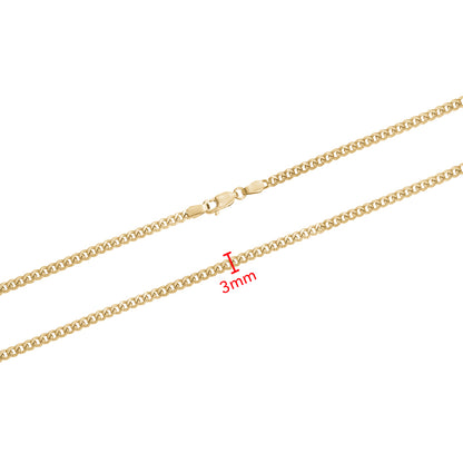 10KY SEMI HOLLOW CUBAN CHAIN 3.0MM