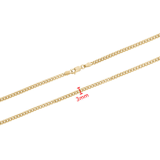10KY SEMI HOLLOW CUBAN CHAIN 3.0MM