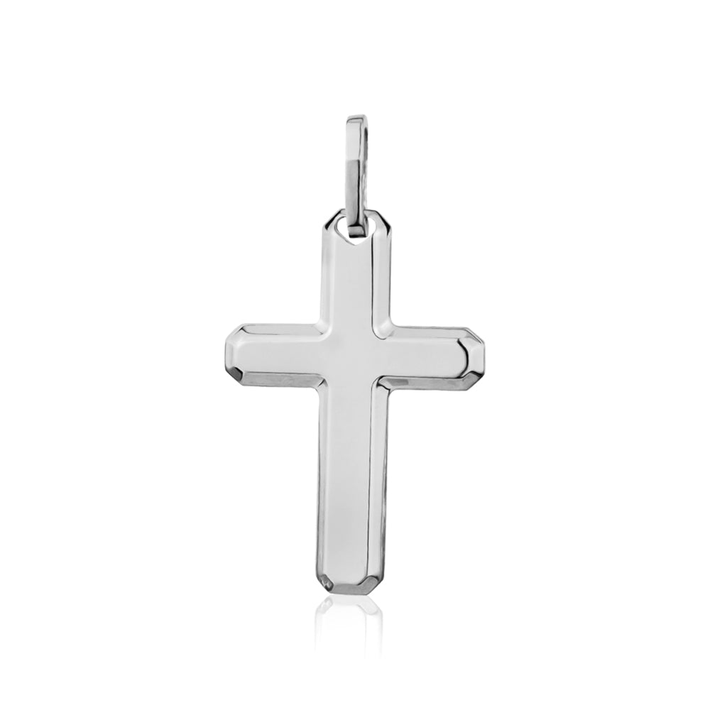 SILVER RHODIUM ENGRAVABLE CROSS