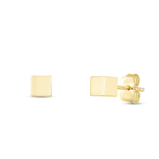14KY TINY SQUARE CUBE STUD