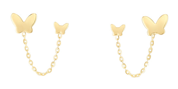 14KY BUTTERFLY DOUBLE PEIRCING STUDS