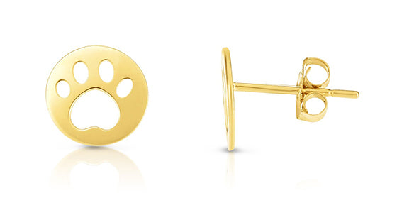14KY PAW PRINT STUD