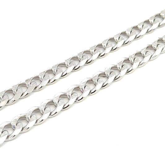 SILVER CURB CHAIN WITH PATTERN 7.5MM