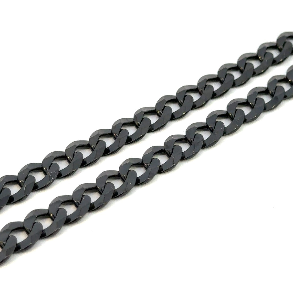 SILVER NERO DARK PLATED CONCAVE CURB CHAIN 7.8MM