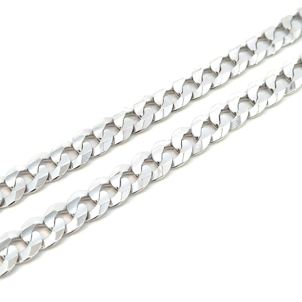 SILVER RHODIUM CONCAVE CURB CHAIN 8MM