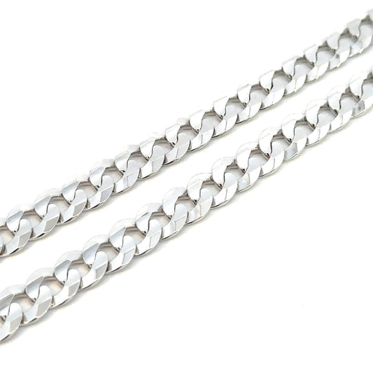 SILVER RHODIUM CONCAVE CURB CHAIN 8MM