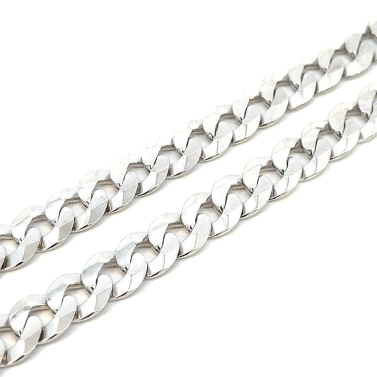 SILVER RHODIUM CONCAVE CURB CHAIN 10.3MM