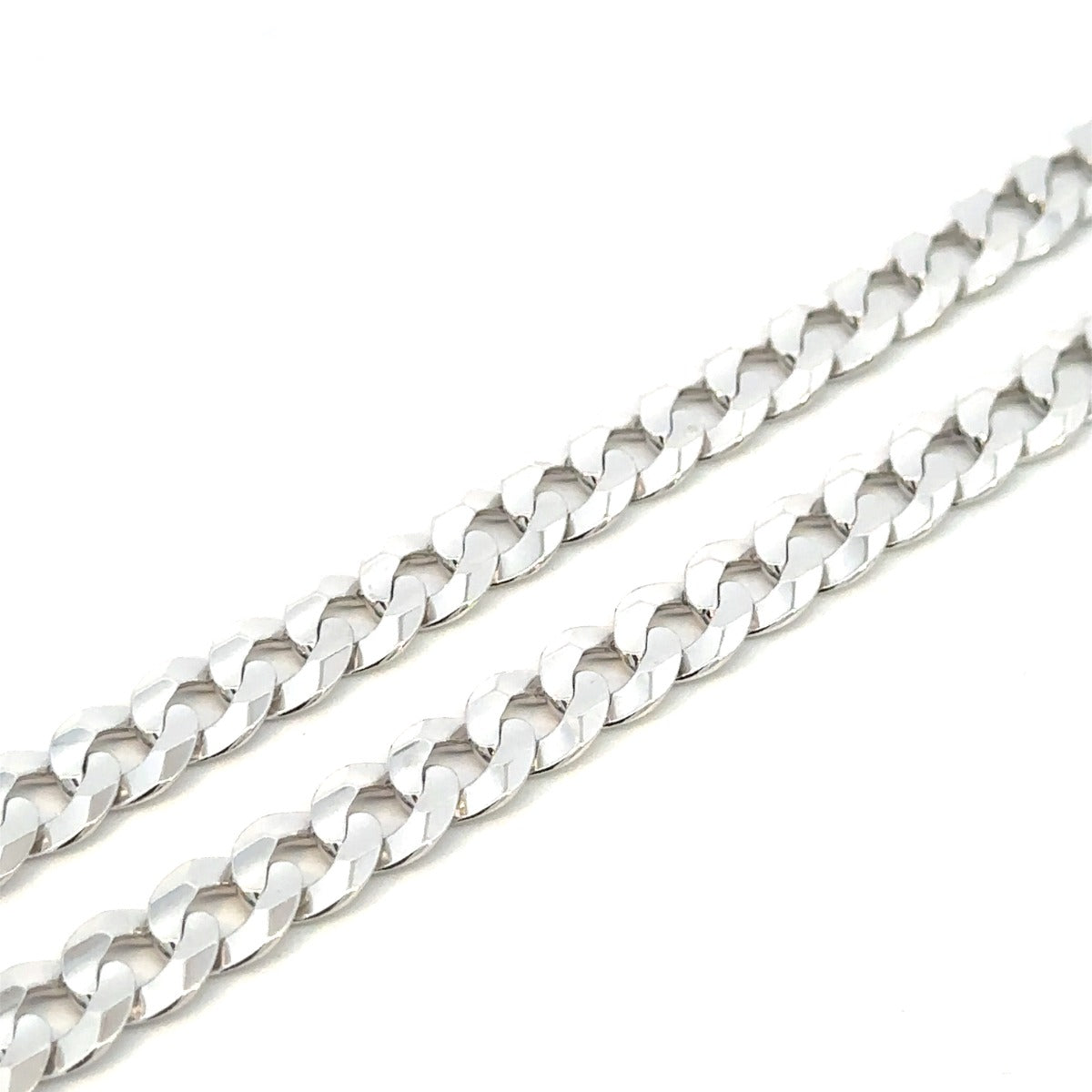 SILVER BEVELLED CURB CHAIN 8MM