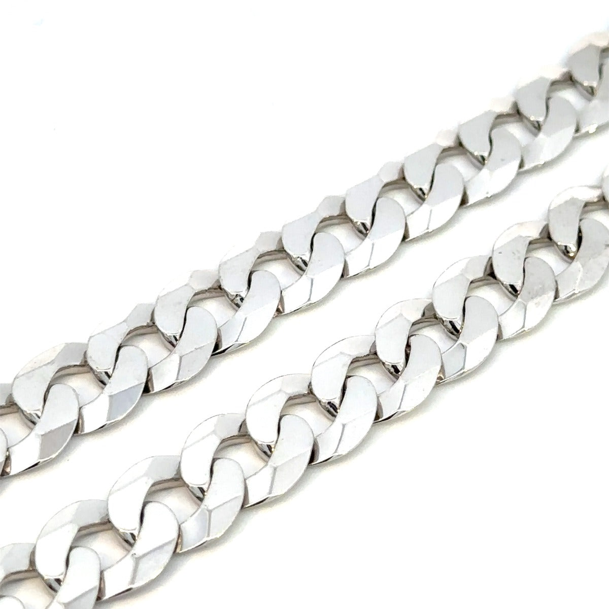 SILVER BEVELLED CURB CHAIN 12MM
