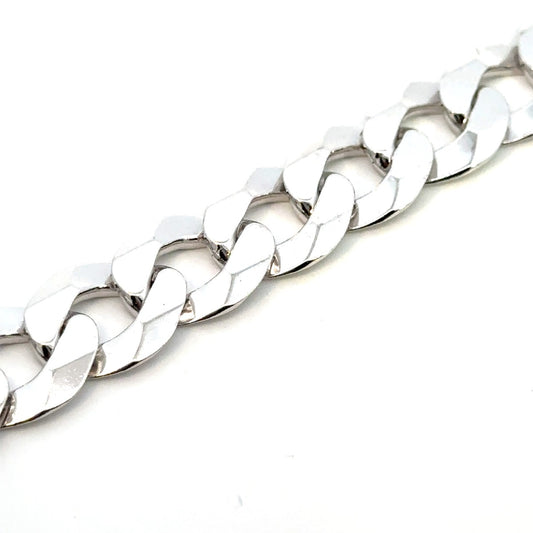 SILVER BEVELLED CURB CHAIN 14MM