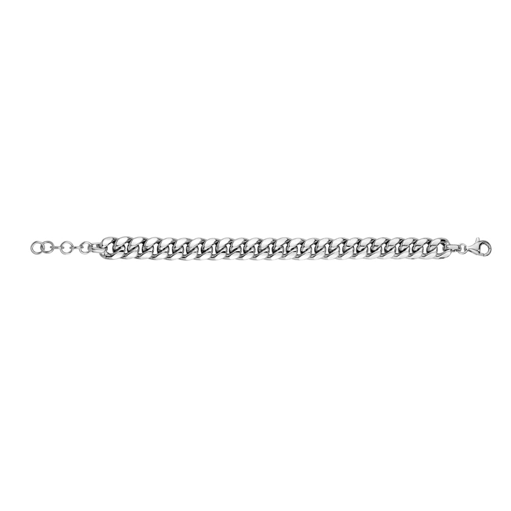 STERLING SILVER LADIES CUBAN BRACELET RHODIUM