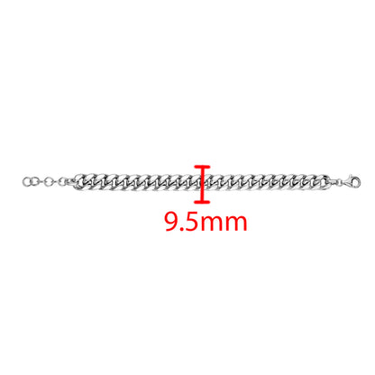 STERLING SILVER LADIES CUBAN BRACELET RHODIUM
