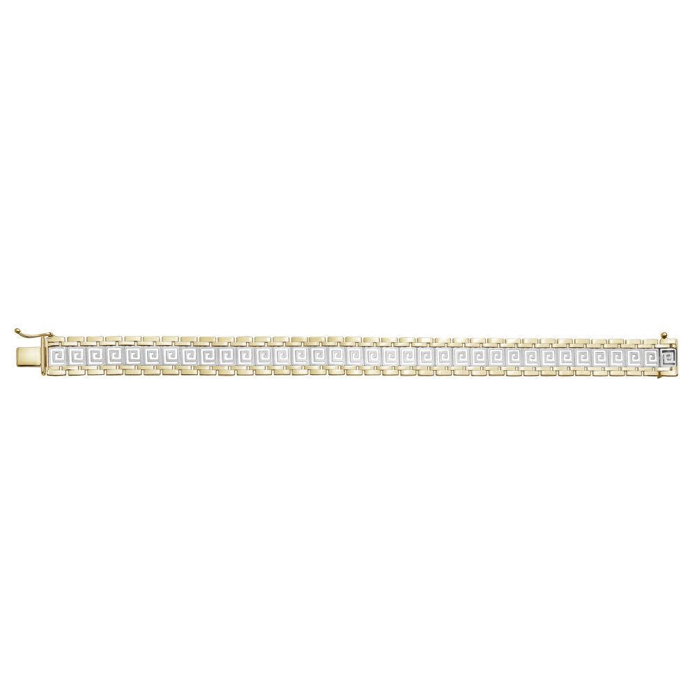 10k Two Tone Greek Pattern Bracelets Ladies