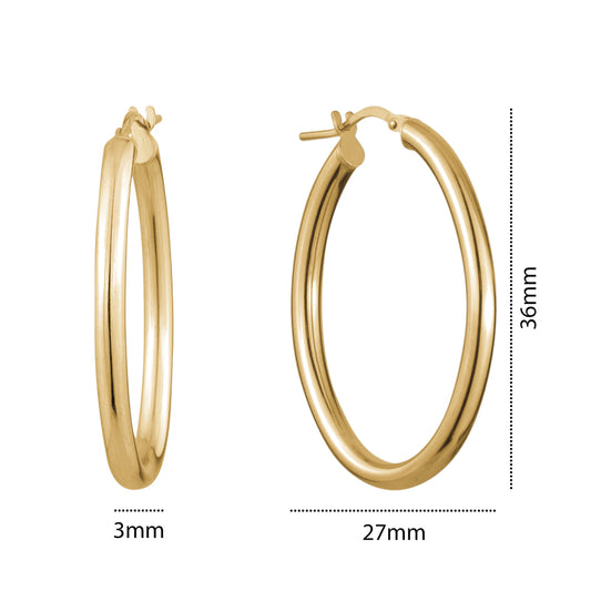 STERLING SILVER GOLD PLATED OVAL HOOPS