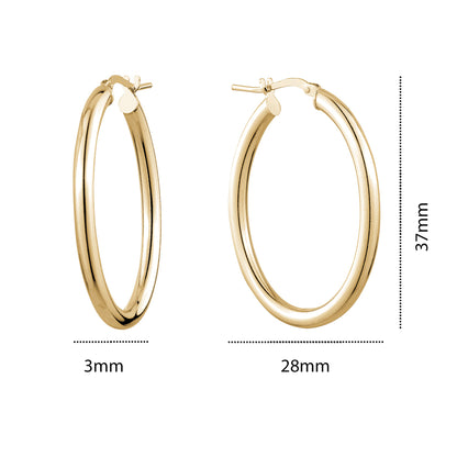 STERLING SILVER GP OVAL HOOPS L30VGP
