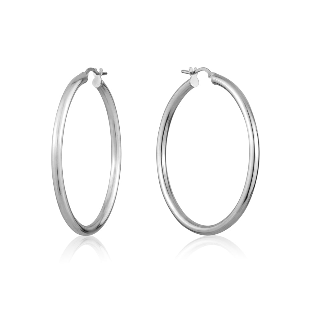 STERLING SILVER HOOPS 3MM X 45MM