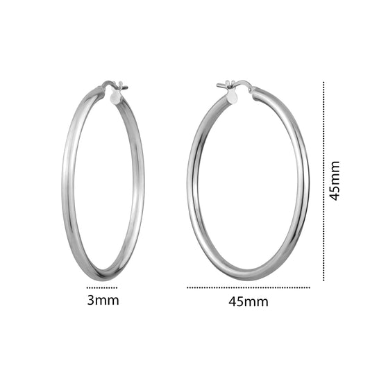 STERLING SILVER HOOPS 3MM X 45MM