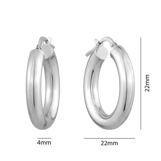 STERLING SILVER HOOPS 4MM X 22MM