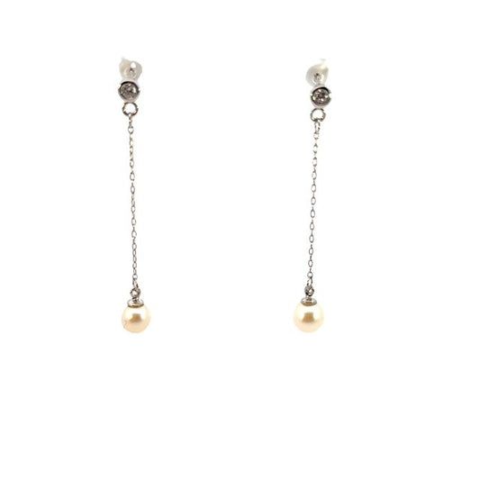 SILVER FRESH WATER PEARL EARRINGS MEDZZ1025