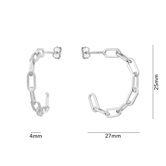 STERLING SILVER PAPERCLIP HOOP RH