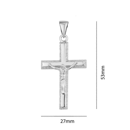 STERLING SILVER RHODIUM CRUSIFIX PC866