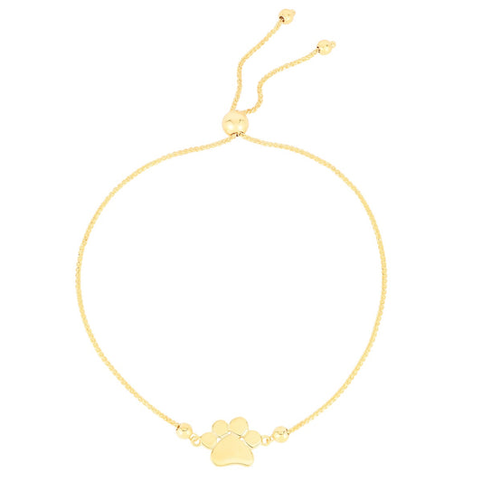 14KY ADJUSTABLE BRACELET PAW PRINT