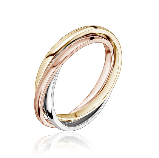 10k Tri Colour Roll On Rings Ladies