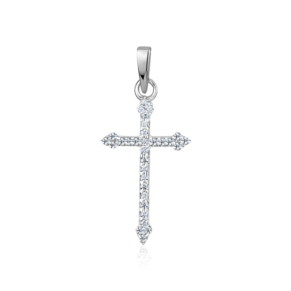 STERLING SILVER SMALL RH CZ CROSS S108223