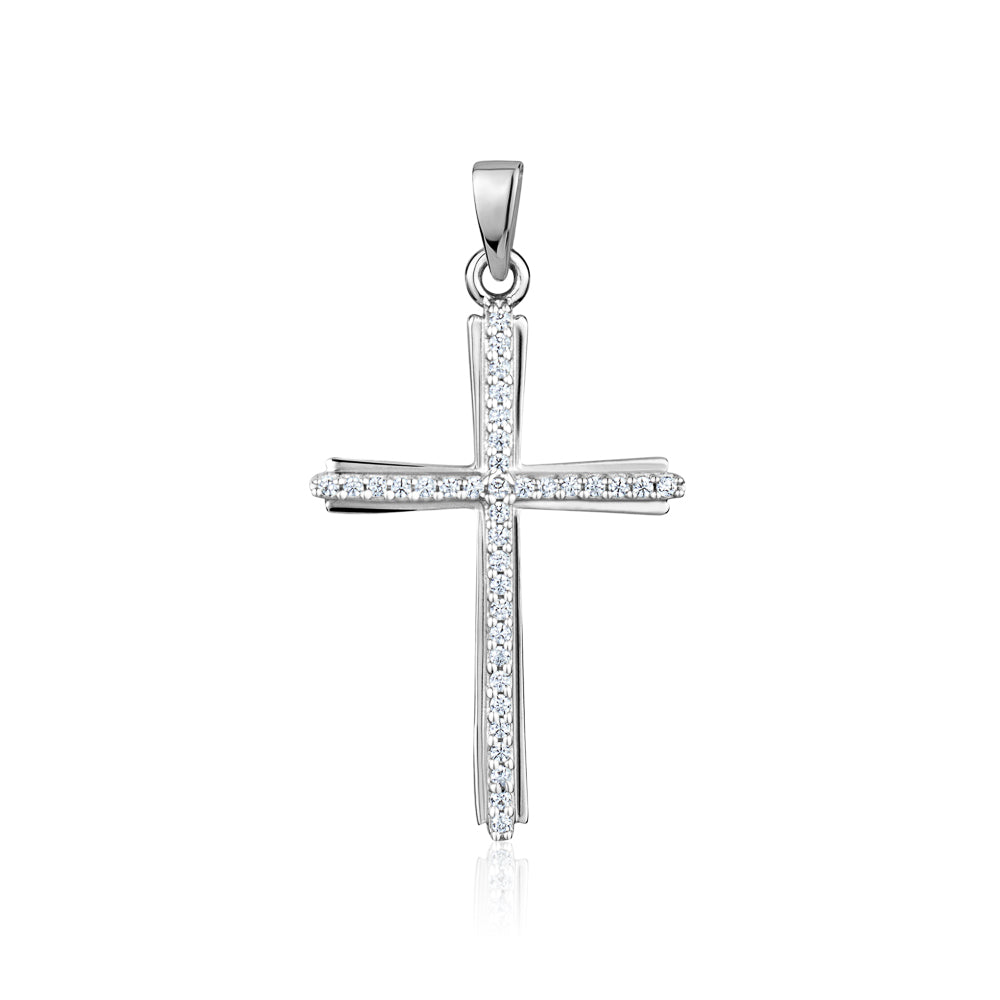STERLING SILVER MEDIUM RH CZ CROSS S118413