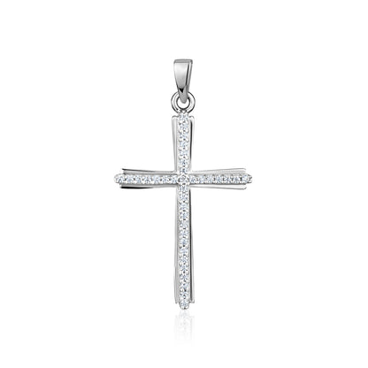 STERLING SILVER MEDIUM RH CZ CROSS S118413