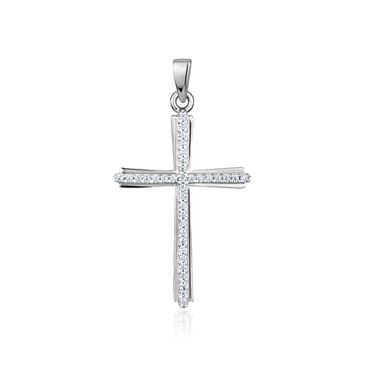 STERLING SILVER MEDIUM RH CZ CROSS S118413