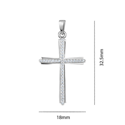 STERLING SILVER MEDIUM RH CZ CROSS S118413