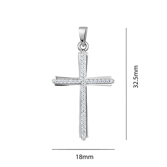 STERLING SILVER MEDIUM RH CZ CROSS S118413