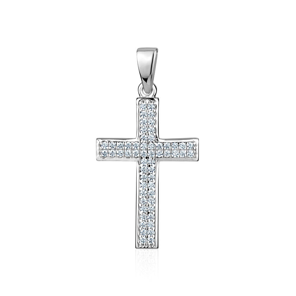 STERLING SILVER SMALL RH CZ CROSS S759106