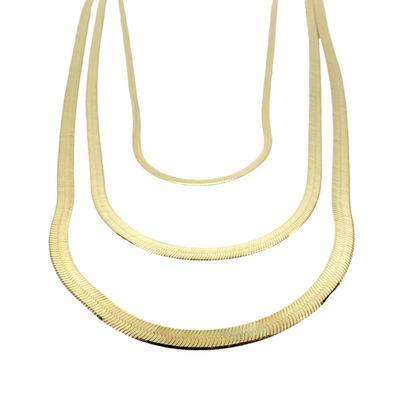 SILVER GOLD PLATED TRIPLE STRAND NECKLACE SET10403GP