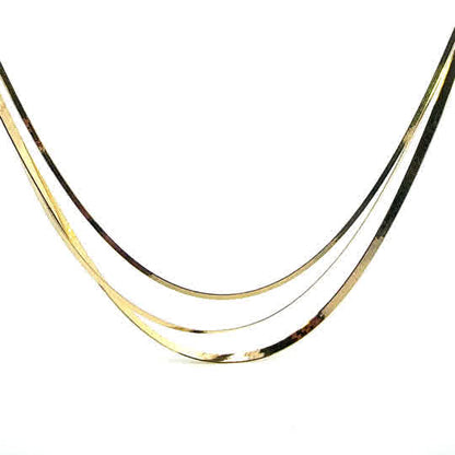 SILVER GOLD PLATED TRIPLE STRAND NECKLACE SET10403GP
