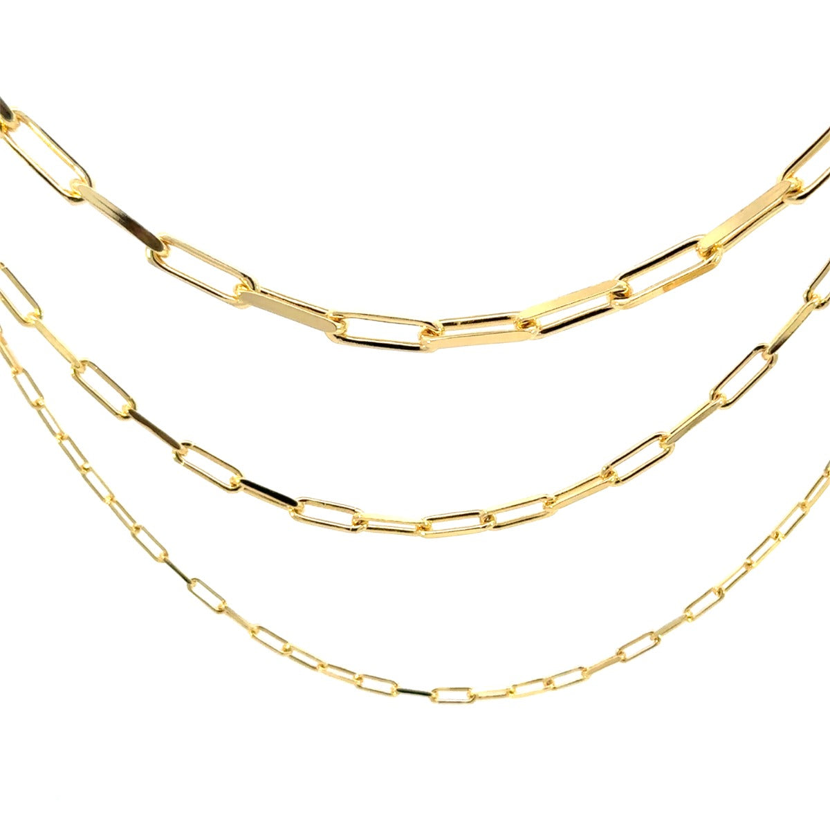 SILVER GOLD PLATED 3 STRAND CHAIN SET1074GP
