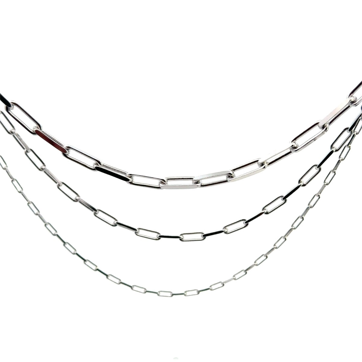 SILVER RHODIUM 3 STRAND CHAIN SET1074RH