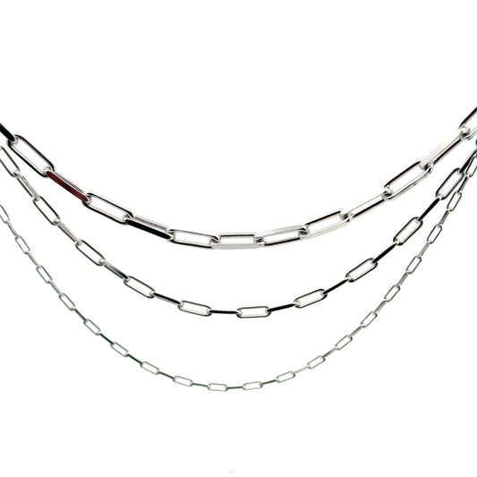 SILVER RHODIUM 3 STRAND CHAIN SET1074RH