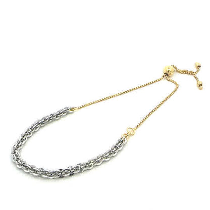 SILVER 2 TONE BOLO BRACELET SET11369BR