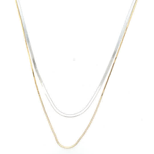 SILVER TT DOUBLE STRAND NECKLACE